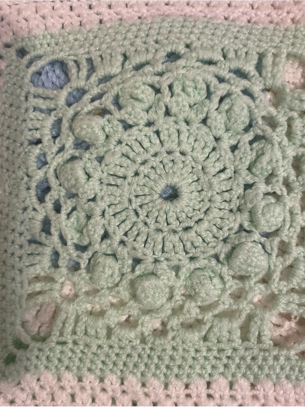 Unisex Handmade Crochet Pastel Fine Detailed Square Baby Blanket. See descr.NWT! - Picture 6 of 6